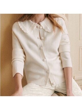 Sezane bettany cardigan in ecru
